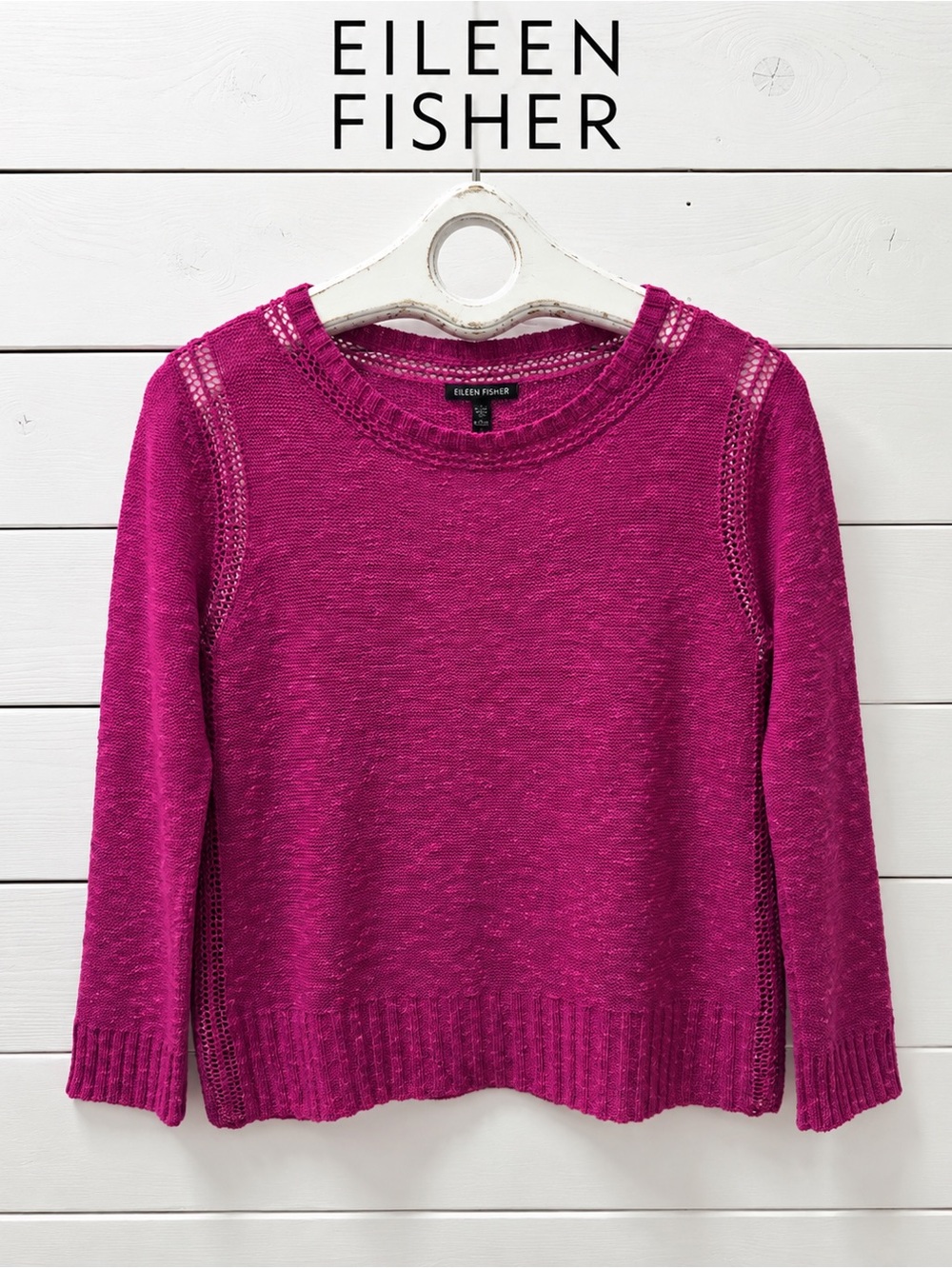 Eileen Fisher Open Knit Sweater – Size XS – Fuchsia